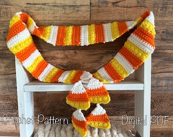 Candy Corn Scarf Crochet Pattern | Halloween Fall Beginner PDF Download