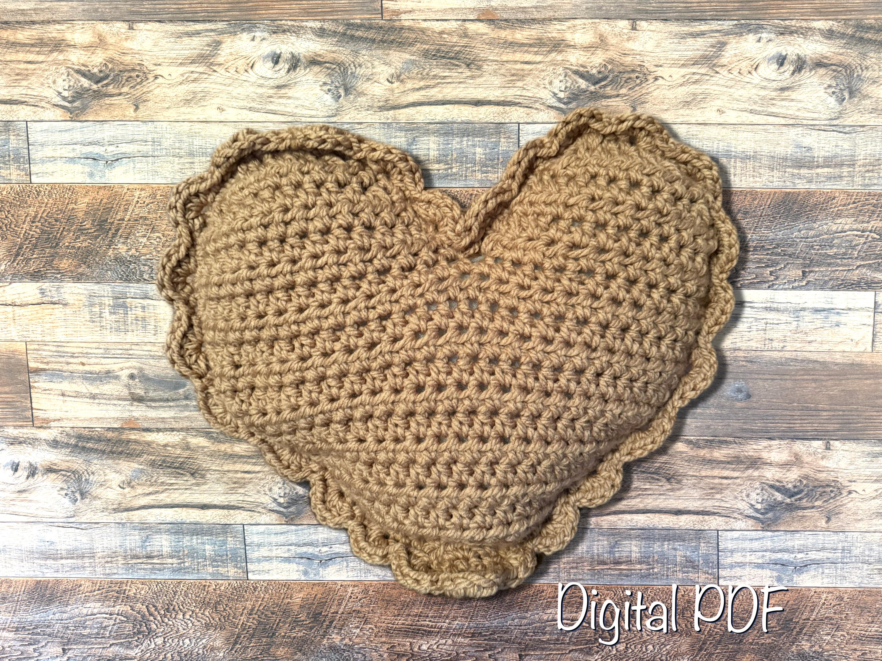 Rustic Farmhouse Heart Pillow Crochet Pattern
