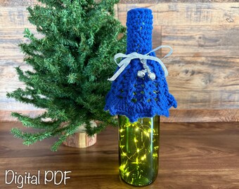 Patrón de ganchillo para funda de botella de vino tipo campana - PDF listo para imprimir