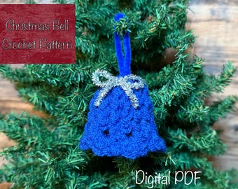 Patrón de ganchillo para adorno de campana navideña, mariposa rústica estilo granja, ángel, guirnalda, PDF listo para imprimir
