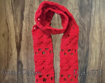 Patrón de bufanda de crochet "Abrazos y besos" (XOXO) - Bufanda con punto XO texturizado - Descarga instantánea en PDF