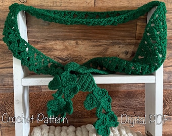 Patrón de crochet para bufanda del Día de San Patricio • Bufanda fácil de estilo irlandés (PDF)