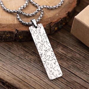 Star Map Halskette für Männer, Geburtstagsgeschenk für Papa, personalisiertes Vatertagsgeschenk, Freund Jahrestagsgeschenk, Anhänger für Ihn, RP.2