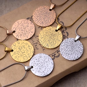Collier carte des étoiles personnalisé par date, pendentif carte des étoiles gravé personnalisé, cadeau pour maman, cadeau d'anniversaire pour femme, or rose - argent, RP.2