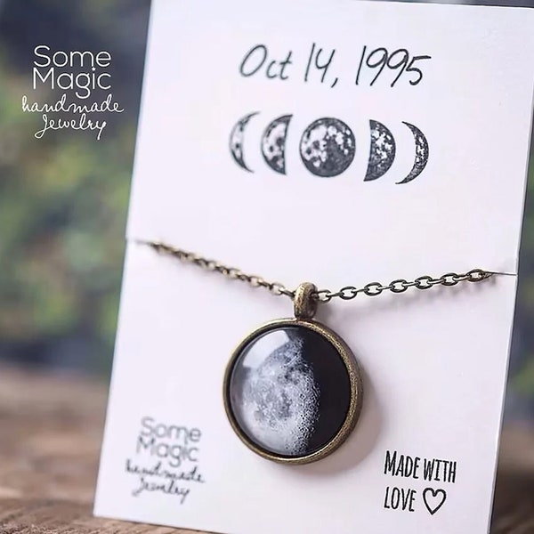 Benutzerdefinierte Mond Phase Halskette, benutzerdefinierte Geburt Mond, personalisierte Halskette, Mond Halskette, personalisierten Schmuck, personalisierte Geschenk, kundenspezifischer Schmuck