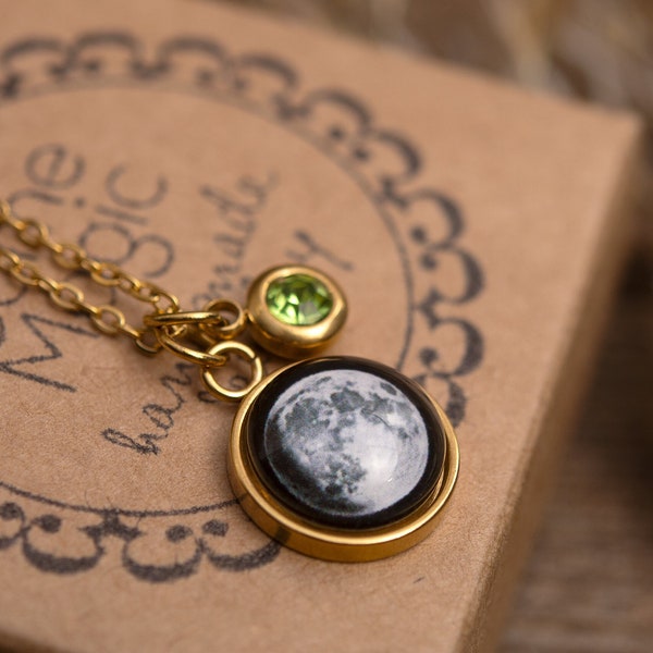 Moon phase necklace etsy clearance