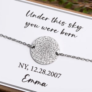 Bracelet carte des étoiles, bijoux carte des étoiles par date, cadeau de mariage personnalisé, cadeau d'anniversaire personnalisé pour femme, cadeau d'anniversaire pour elle, AP.1