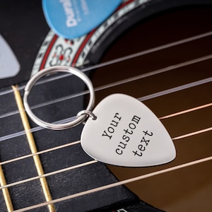 Personalized Guitar Pick Keychain, Gift For Guitarist, Gift For Musician, Gift For Music Lover, Custom Gift For Men, Gift For Him, C.2