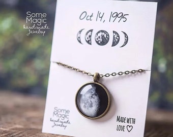 Custom Moon Phase Necklace, Custom Birth Moon, Personalized Necklace, Moon Necklace, Personalized Jewelry, Personalized Gift, Custom Jewelry