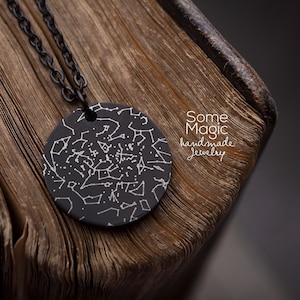 Collana personalizzata con mappa stellare per data, regalo inciso, regalo per lui, matrimonio, compleanno, anniversario, messaggio inciso personalizzato, KP.4