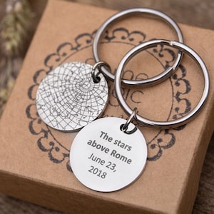 Porte-clés carte des étoiles personnalisé par date pour lui, porte-clés ciel nocturne gravé personnalisé pour petit ami, cadeau d'anniversaire pour homme, RP.2