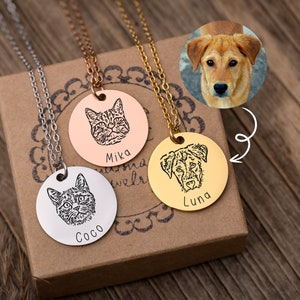 Personalized Pet Jewelry for Dog Mom - Custom Pet Portrait - Dog Portrait Necklace - Engraved Portrait from Photo - Pet Memorial Jewelry