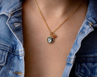 Collana con pietra grezza per la mamma, collana con anello a cascata con pietra portafortuna, collane con pietre preziose tagliate grezze per donna, collane per sorelle - Italia