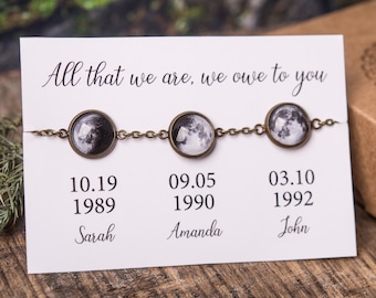 Personalized Gift For Mom, Custom Birth Moon Phase Bracelet, Mother's Day Gift For Mom, Mom Gift, Gift For Mother, Children Family Bracelet