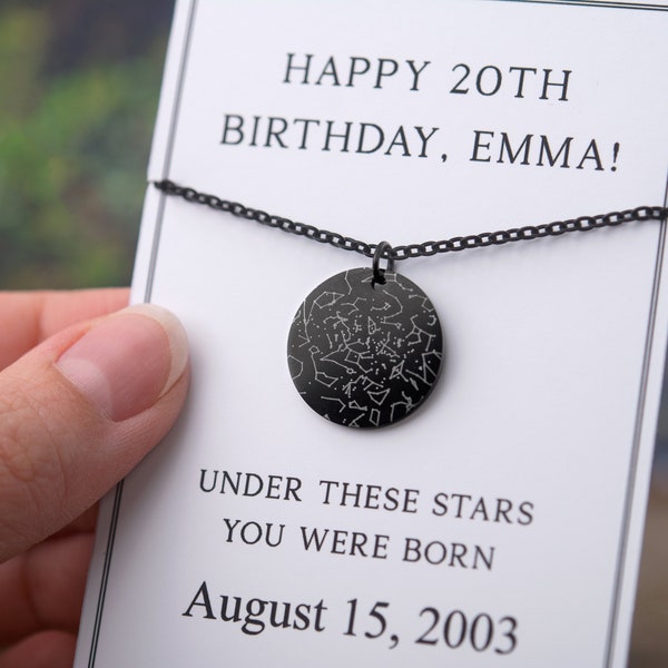 Personalized Engraved Star Map Necklace, Custom Gift For Him Or Her, Birthday, Anniversary Gift For Men, Gift For Boyfriend Husband Dad A