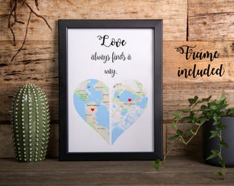 Long Distance Relationship Gift Boyfriend Girlfriend Personalized Print Housewarming For Men