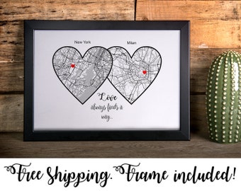 Long Distance Relationship Gift Boyfriend Girlfriend Personalized Print Housewarming For Men