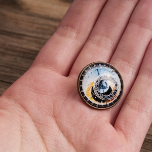 Astronomical Clock Lapel Pin, gift for men, boyfriend gift, father gift, birthday gift for him, Christmas gift, men birthday gift, mens gift image 2