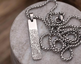Bereavement Gift with Fingerprint and Handwriting, Personalized Memorial Necklace Keepsake Gift, Loss of Father or Mother, S-140