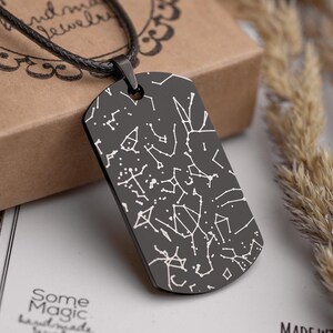 Personalisierte Star Map Anhänger für Männer, Geburtstagsgeschenk für Ihn, personalisierte Vatertagsgeschenk für Papa, Dog Tag Army Halskette für Freund, RP.2