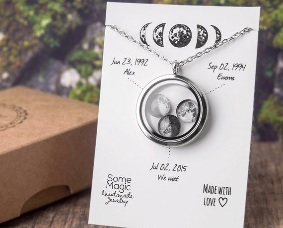 Custom moon phase necklace deals