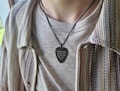 Custom Engraved Guitar Pick Necklace for Boyfriend or Girlfriend, Personalized Song Lyrics Gift for Musician or Music Lover Gift, KP.2/C.2 product logo