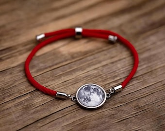 Personalized Bracelet with Moon Phase by Date & Optional Custom Back Engraving - Birthday Gift for Girlfriend or Boyfriend, S-144