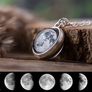 Double Sided Custom Moon Phase Necklace, Custom Birth Moon, Personalized Jewelry Gift, Mother&#39;s Day Gift For Mom, Gift For Daughter, KP.7