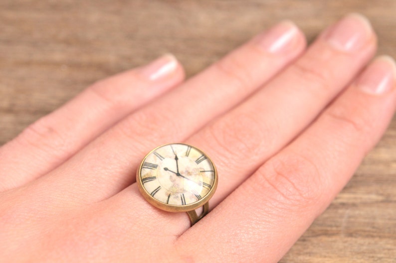 Vintage Clock Ring Adjustable Ring Statement Ring Antiqued Etsy
