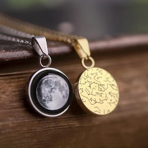 Personalized Star Map and Moon Phase Necklace, Jewelry Birthday Gift for Women, Personalized Gift for Her, Anniversary Necklace, KP.7