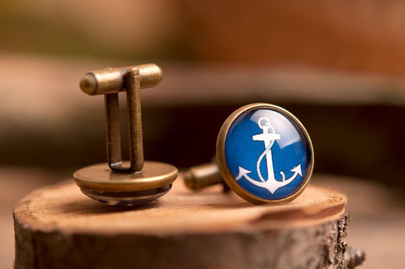 Anchor cufflinks men cufflinks antique brass cufflinks Etsy