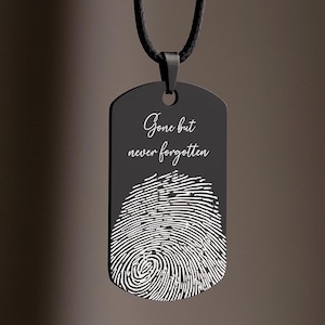 Memorial Fingerprint Necklace For Men, Personalized Grief Gift, Loss Of Brother Keepsake, Custom Military Army Dog Tag Pendant For Him, C.2