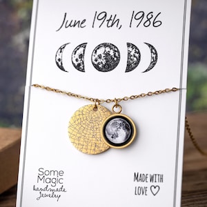 Collana personalizzata con fasi lunari e mappa stellare per data di nascita, regalo per la festa della mamma, regalo di compleanno per la figlia, gioielli personalizzati, KP.7