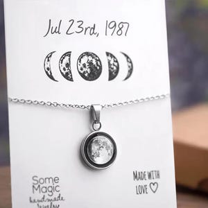Aangepaste maanfaseketting, gepersonaliseerde sieraden, verjaardagscadeau voor vrouwen, gegraveerd jubileumcadeau voor haar, cadeau voor moeder, KP.7
