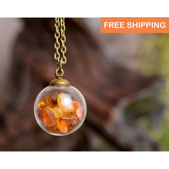 Nature Jewelry Amber Charm Necklace Dainty Amber Necklace Natural Amber Necklace Fall Jewelry Sterling Silver Necklace