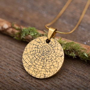 Collana con mappa stellare personalizzata per data, ciondolo con mappa stellare inciso personalizzato, regalo di compleanno per donna, regalo per moglie, oro rosa - argento, RP.2