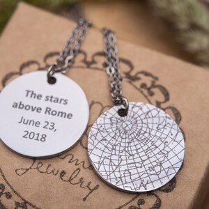 Star Map, Moon Phase And Birthstone Necklace, Star Map By Date, Custom Moon Phase, Engraved Jewelry, Personalized Birthday Gift For Women B image 6