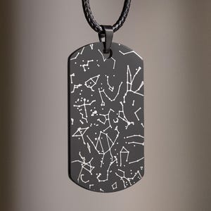 Benutzerdefinierte Sternkarte Halskette für Männer, Hundemarke Militär Anhänger für Ihn, personalisiertes Geburtstagsgeschenk für Papa, Freund, Vatertagsgeschenk, RP.2