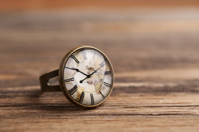 Vintage Clock Ring Adjustable Ring Statement Ring Antiqued Etsy