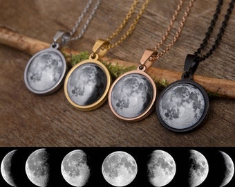 Custom Birth Moon Phase Necklace, Mother's Day Gift For Mom, Personalized Jewelry Birthday Gift For Women, Anniversary Necklace For Her, A