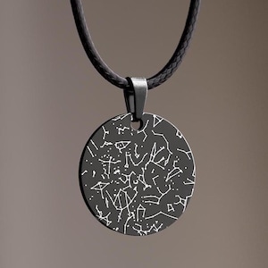 Collana con mappa stellare personalizzata per uomo, regalo di compleanno personalizzato per lui, regalo per la festa del papà per papà, regalo per fratello, regalo di anniversario per fidanzato RP.2