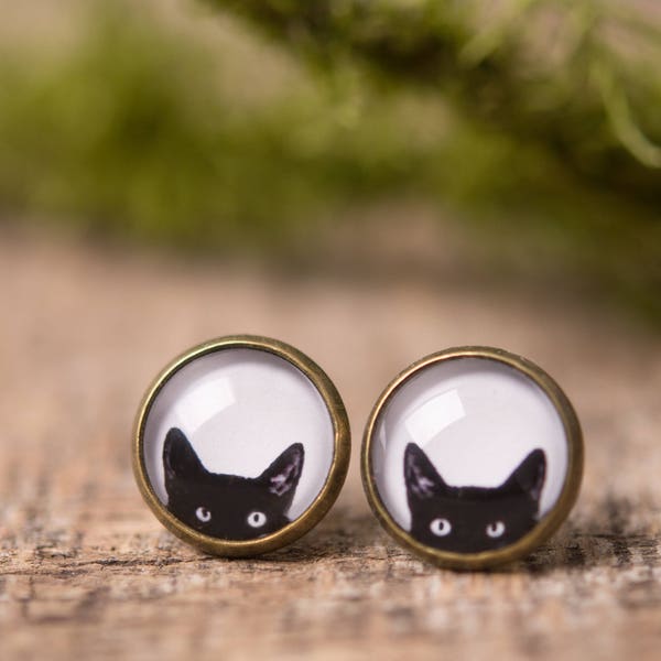 Peeking cat earrings, cat earrings, girlfriend gift, gift for women, gift for her, gift for sister, gift for mom, best friend gift, mom gift