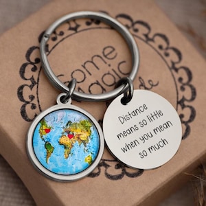 Personalisierte Landkarte Schlüsselanhänger mit Herzen an benutzerdefinierten Orten oder Orten - Geschenk für Fernkontakte für Freund, Freundin, Freund, C.1