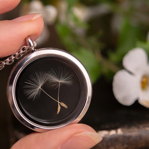 Real Dandelion Locket Necklace, Dandelion Seed Jewelry, Nature Amulet, Talisman, Medallion, Anniversary Birthday Gift For Her, For Women image 2