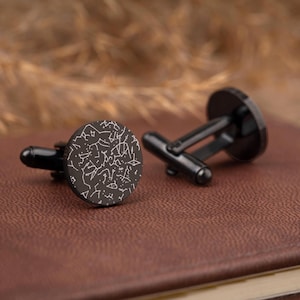 Boutons de manchette carte des étoiles par date, bijoux personnalisés pour homme, cadeau de mariage mari ciel nocturne gravé personnalisé, cadeau d'anniversaire pour petit ami, RP.2