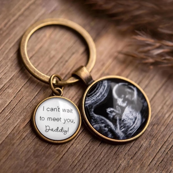 Llavero personalizado con foto de ecografía, regalos para embarazadas, llavero personalizado para papá, regalos de ecografía, regalo del Día de la Madre, padre, papá primerizo, S-011
