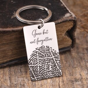 Loss Of Father Memorial Fingerprint Keychain, Big Size Keyring, Personalized Keepsake Gift, Grief Gift, Laser Engraved Custom Keychain, C.2