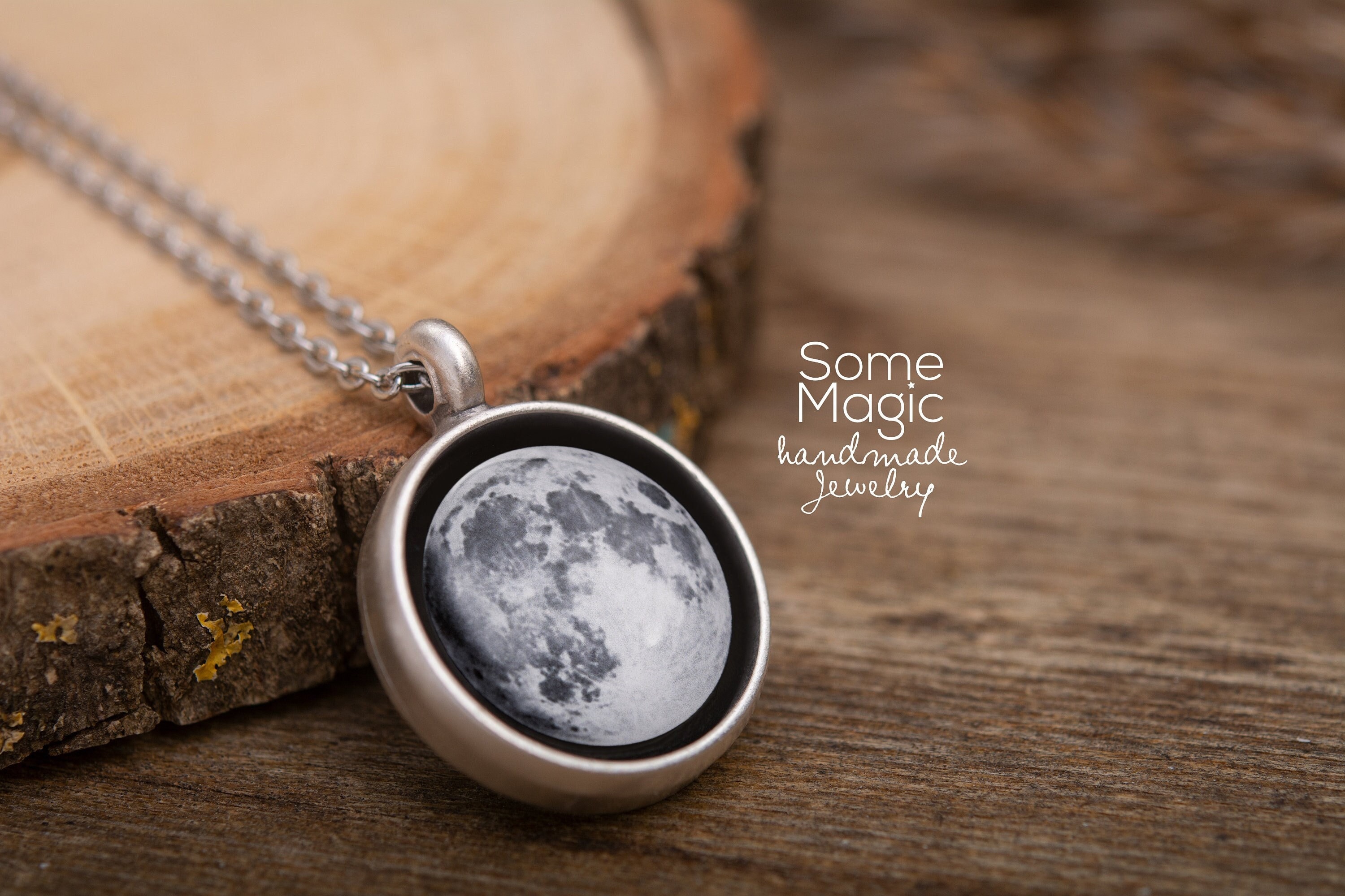 Full Moon Pendant Moon Phase Necklace Date Of Birth Moon