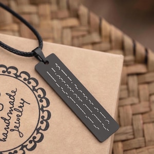 Necklace with Morse Code For Men, Custom Birthday Gift For Dad, Boyfriend, Personalized Fathers Day Gift, Custom Text Pendant Him, KP.2/C.2