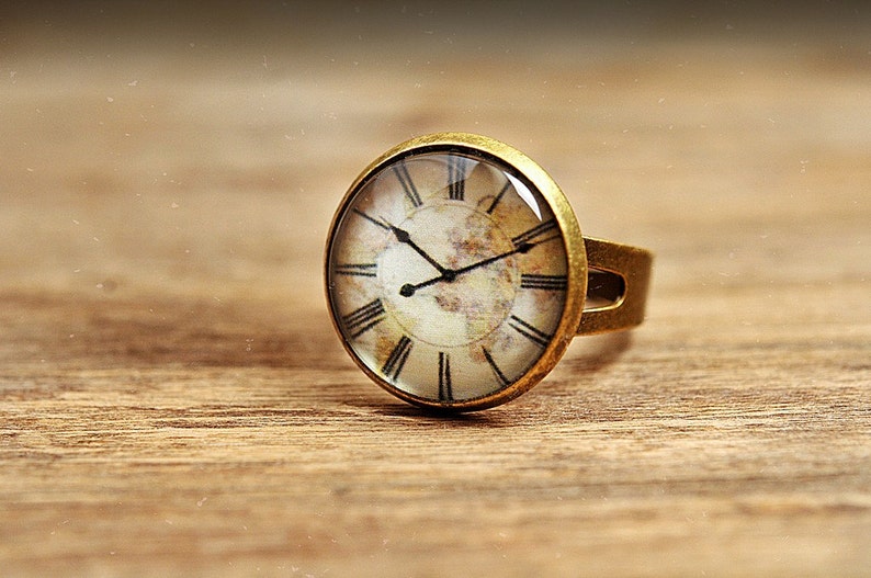 Vintage Clock Ring Adjustable Ring Statement Ring Antiqued Etsy